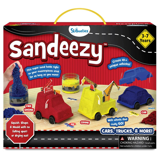 Sandeezy: Cars, Trucks, & More! | Sensory Toy & Pretend Play Set | Gifts for Ages 3-7