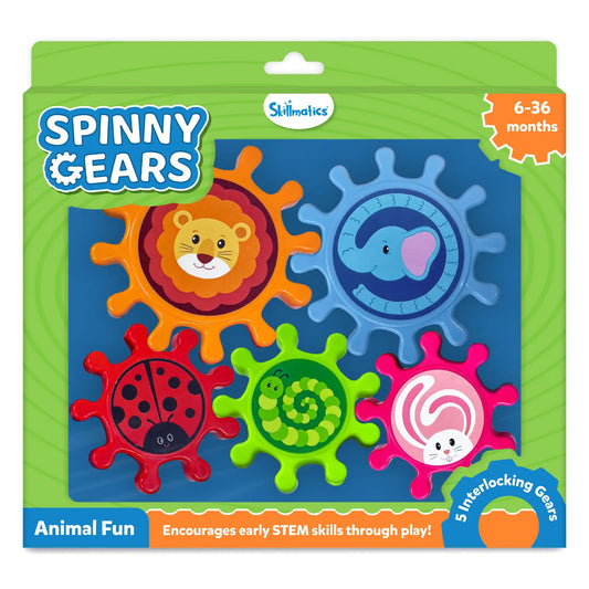Spinny Gears: Animal Fun | 5 Interlocking Gears (Ages 6-36 months)