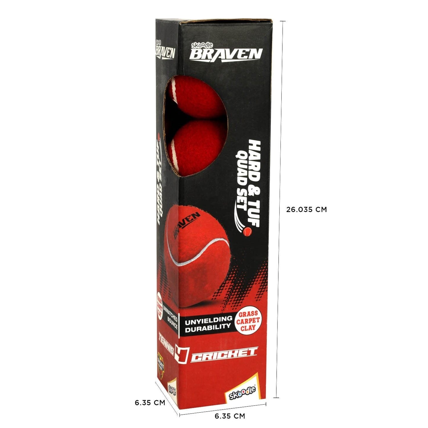 Skoodle Braven Tennis4 Cricket Hard & Tuf Ball (Set Of 4)