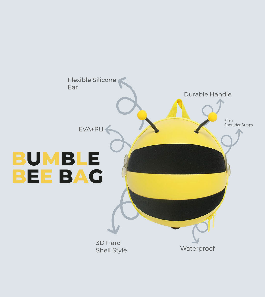Bumble Bee Backpack for Kids – 3D Bee Design, Waterproof & Lightweight | Tykle