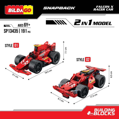 Bildago Snapback Racers - Falcon X (SP13435)- Pull back Racer Car (191 PCS)