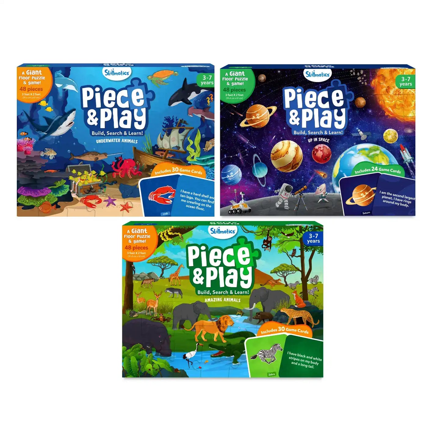 Piece & Play: Pack of 3 | Floor Puzzle & Game (ages 3-7)