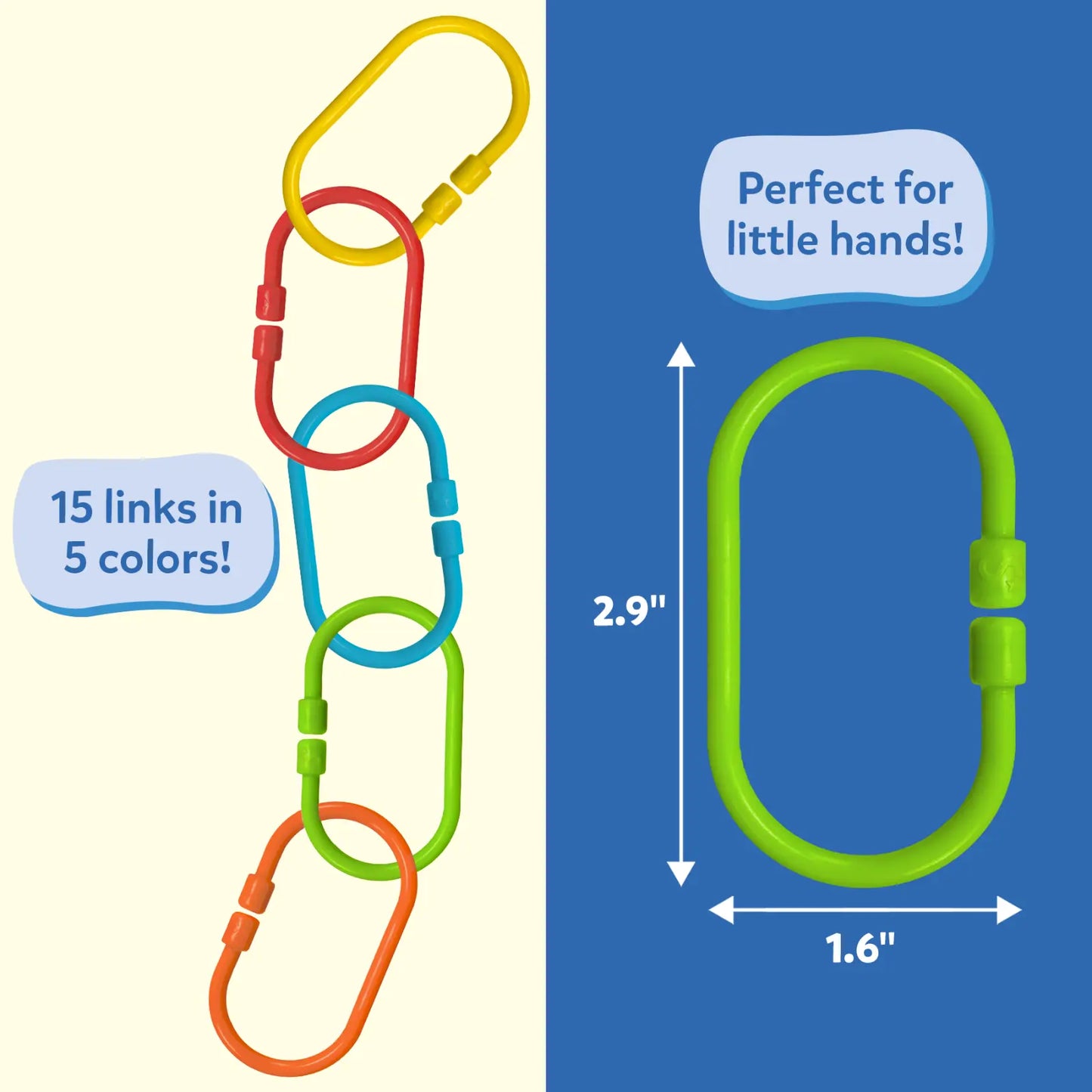 Linkies: Set of 15 Links | Connectable Learning Link Toy for Toddlers (10-24 months)