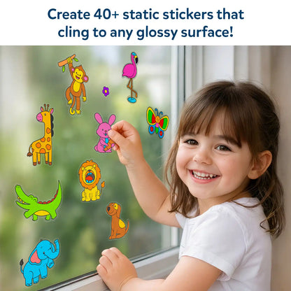 Color Clingz: Amazing Animals | Mess-Free Reusable Static Stickers | Gifts for Ages 3-7