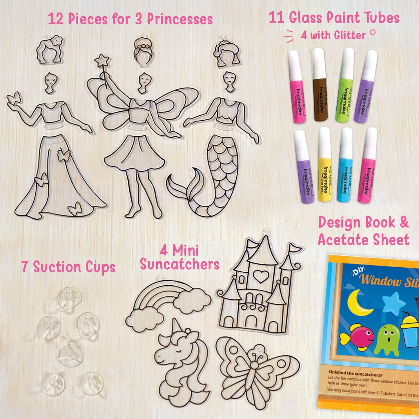 Princess Craft Combo: Glass Painting & Mirror Mosaic Kit