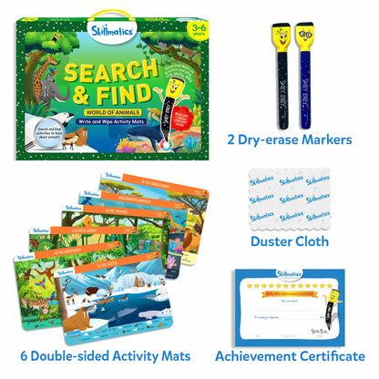 Search & Find Animals | Reusable Activity Mats (ages 3-6)