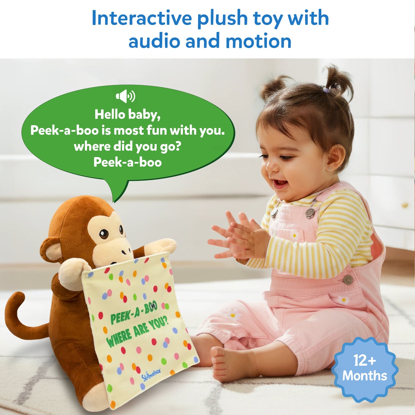 Peek-A-Boo Monkey Toy: Interactive Plush with Sound & Motion (Ages 12 months+)