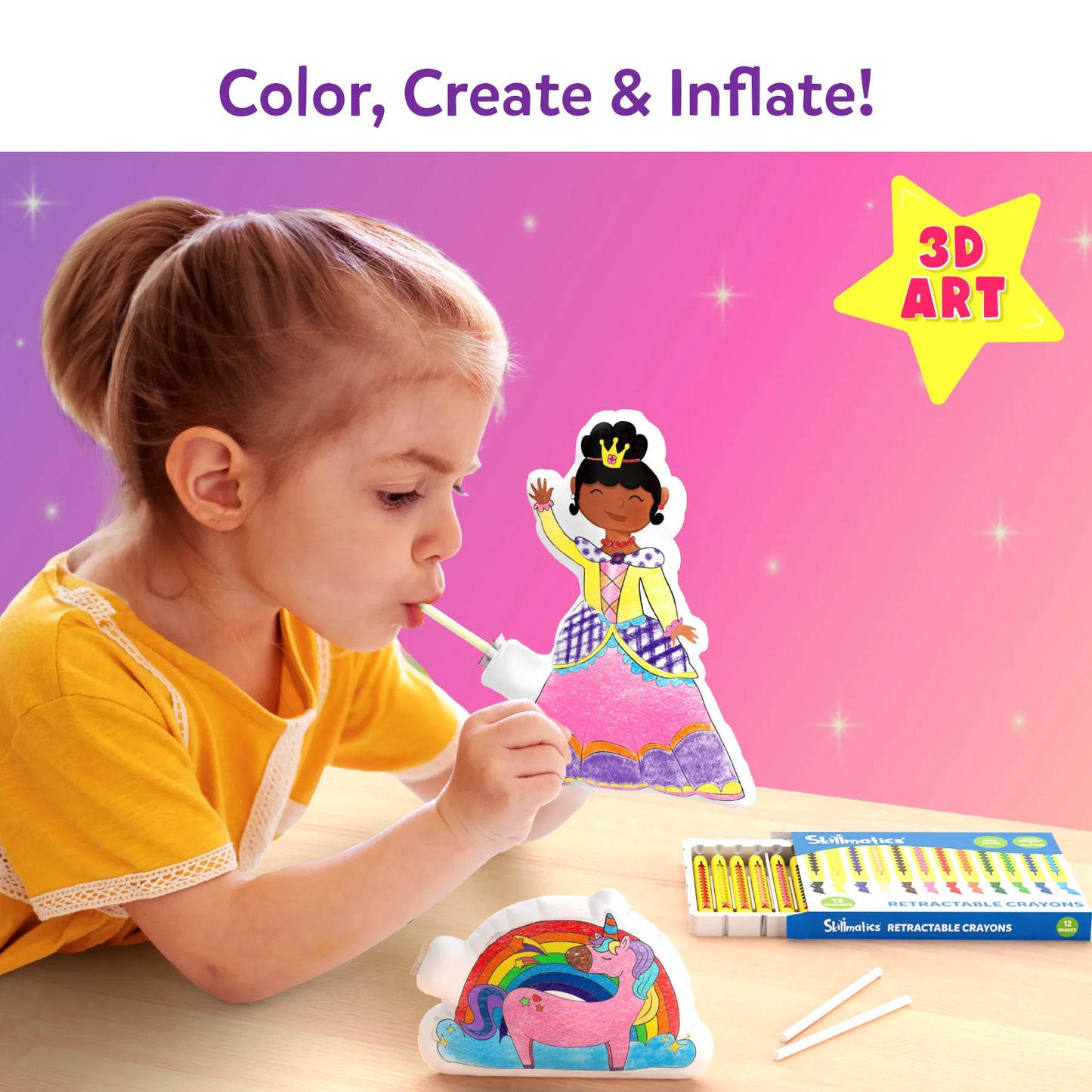 Inflatable Art: Unicorns & Princesses | 3D DIY Craft Kit (ages 4-7)