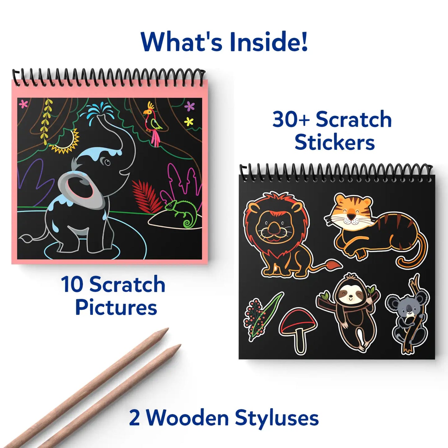Travel Friendly Magical Scratch Art Book: Amazing Animals (ages 3-8)
