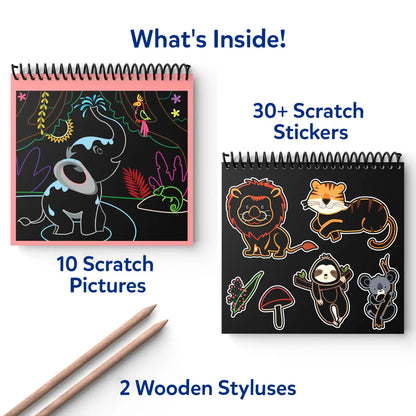 Travel Friendly Magical Scratch Art Book: Amazing Animals (ages 3-8)