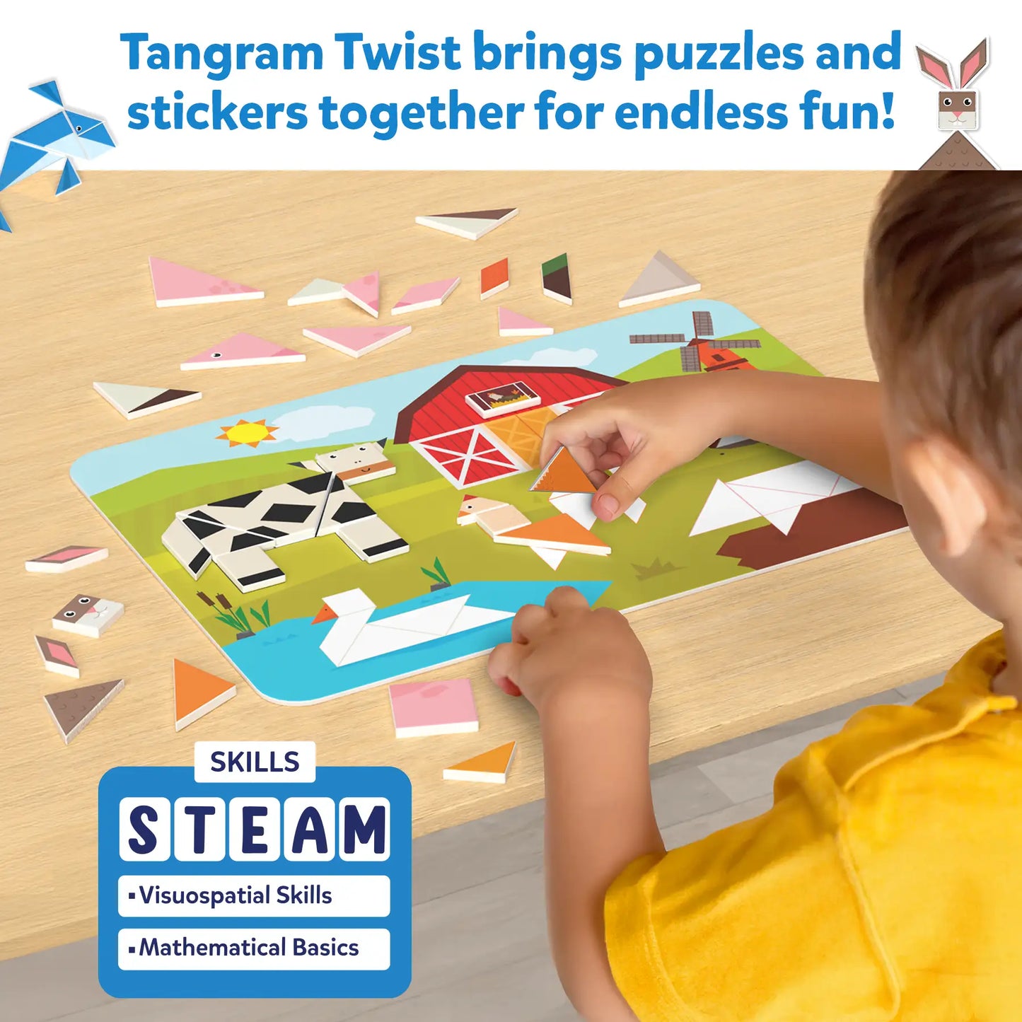 Tangram Twist - Amazing Animals | No Mess Sticker Art (ages 4-7)