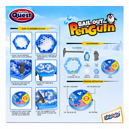 Skoodle Quest Bail-Out Penguin – Ice-Breaking Board Game