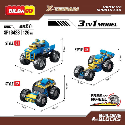 BILDAGO X-Terrain - VIPER V2 SPORTS CAR (SP13423) - 3-in-1 Model (126 PCS)