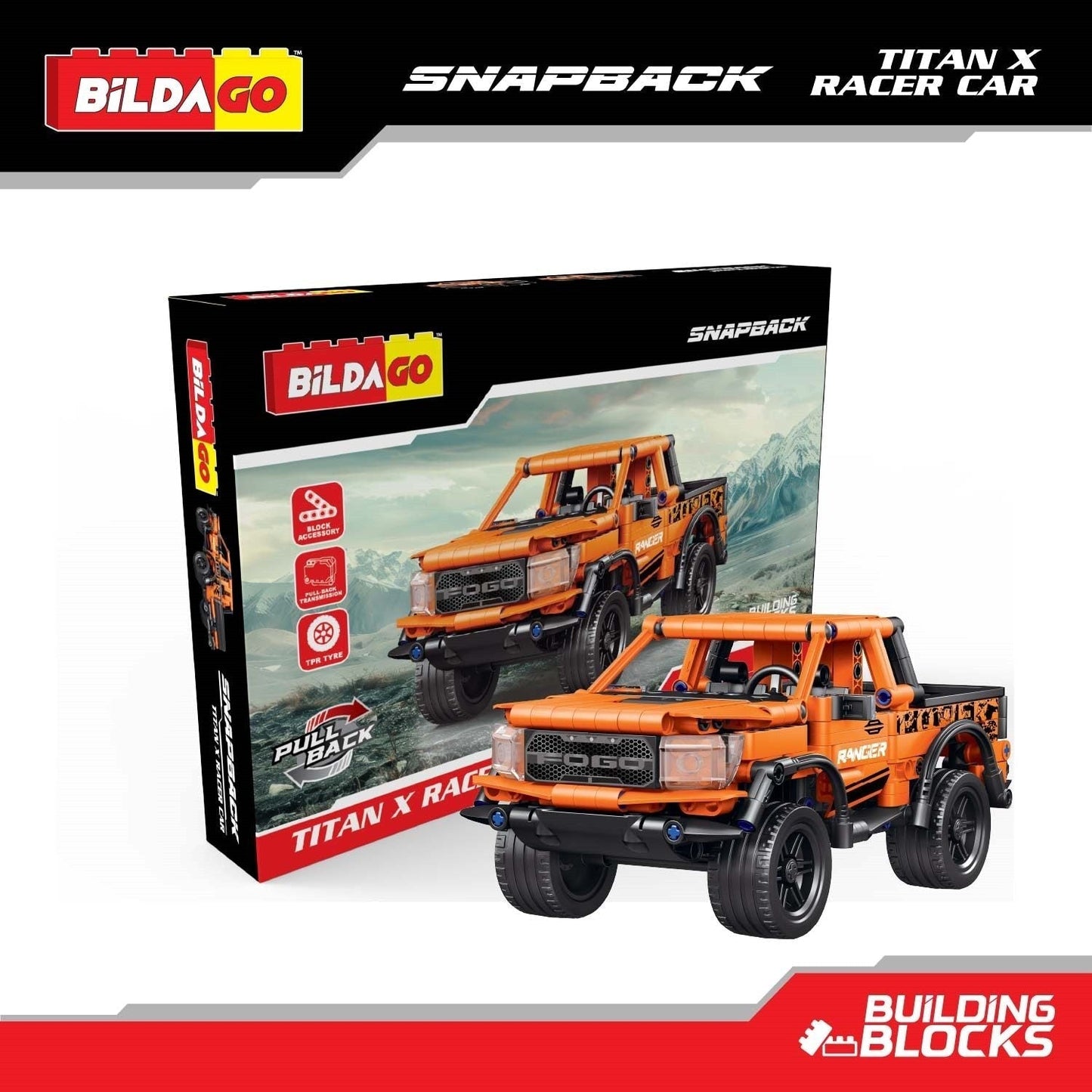 Bildago Snapback Racers - Titan X (SP13445) - Pull back Racer Car (474 PCS)
