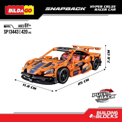 Bildago Snapback Racers - Hyper Cruze (SP13443) - Pull back Racer Car (420 PCS)