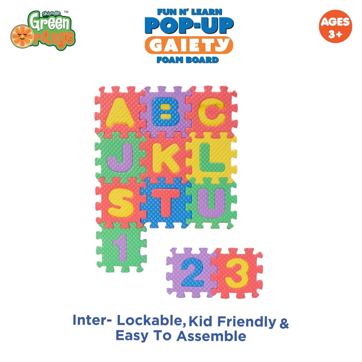 Skoodle Popup Gaiety Alphabets & Numbers (36 Tiles, 6 Cm X 6 Cm X 0.8 Cm)