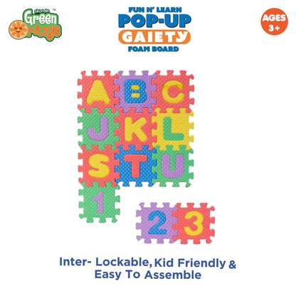 Skoodle Popup Gaiety Alphabets & Numbers (36 Tiles, 6 Cm X 6 Cm X 0.8 Cm)
