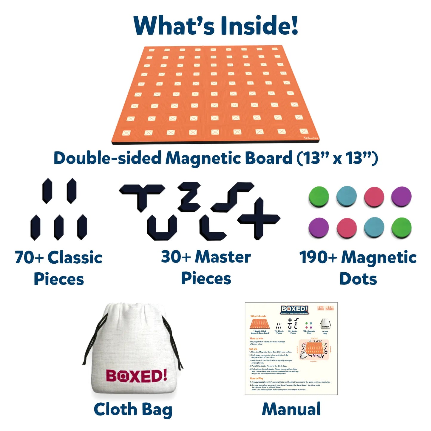 Boxed: A Magnetic Game of Dots & Boxes (ages 5+)