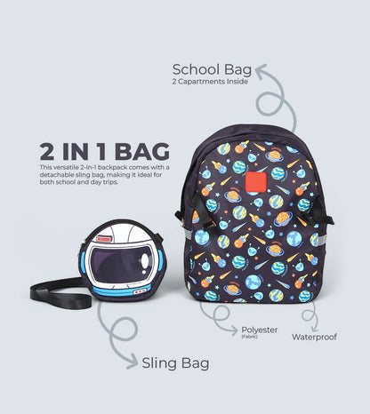 Spaceman Backpack Two-in-One – Detachable Sling Bag & 3D Design | TYKLE