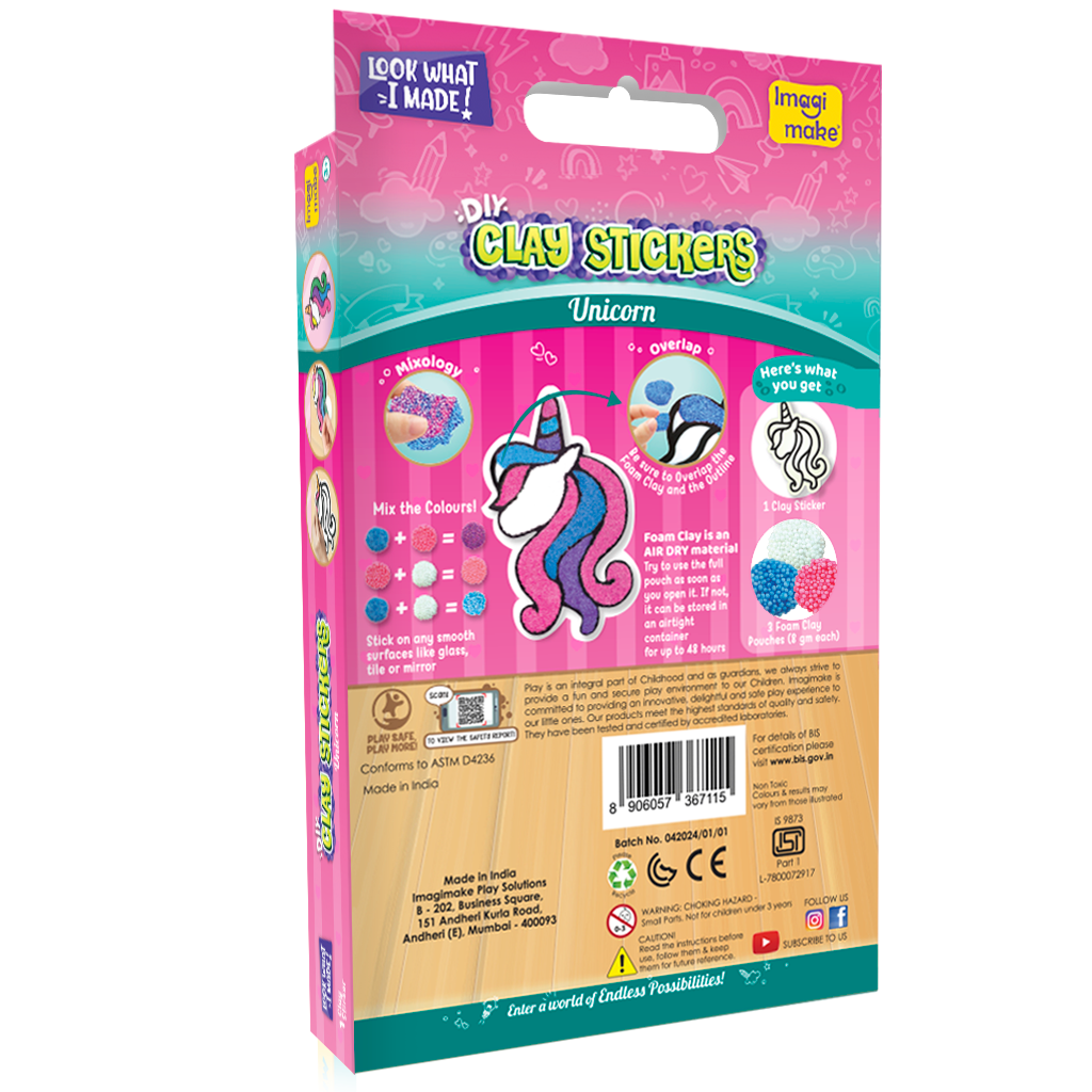 Pack of 12 - Clay Stickers Unicorn