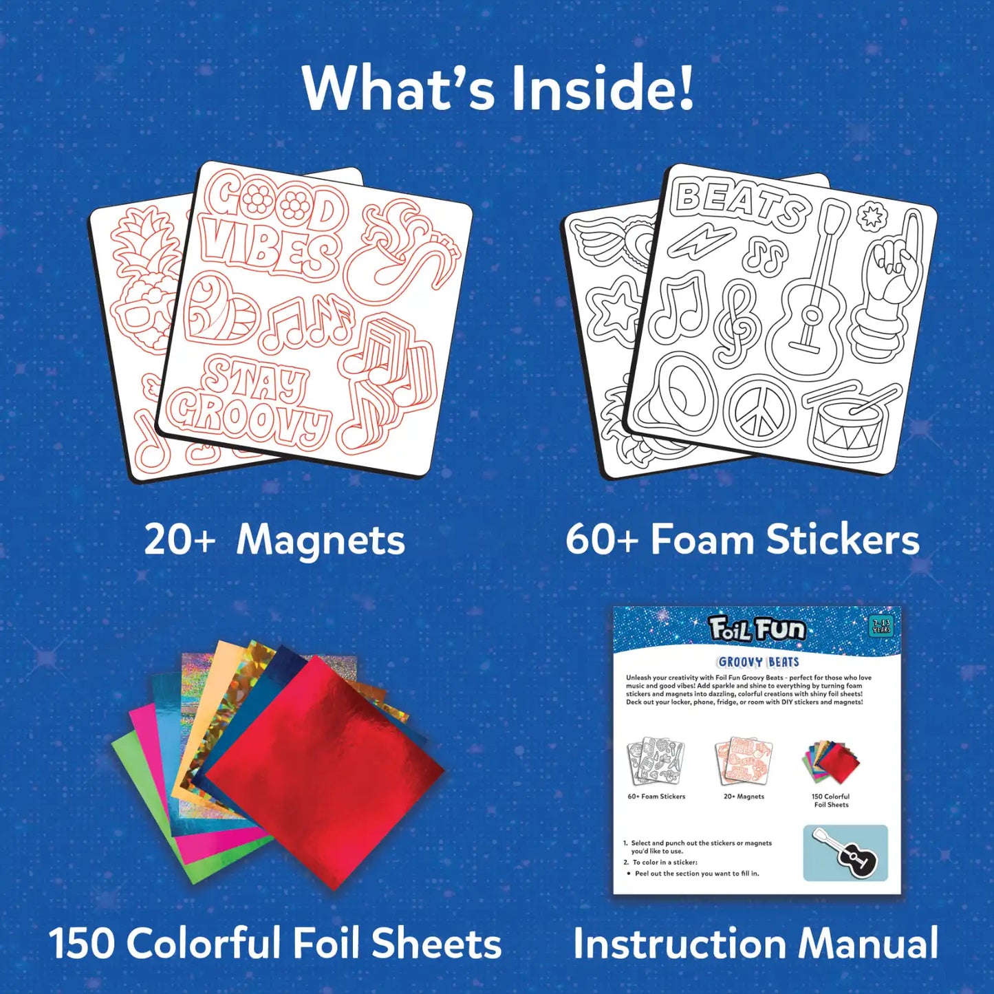 Foil Fun: Groovy Beats | No Mess Magnetic Art Kit (ages 7-13)