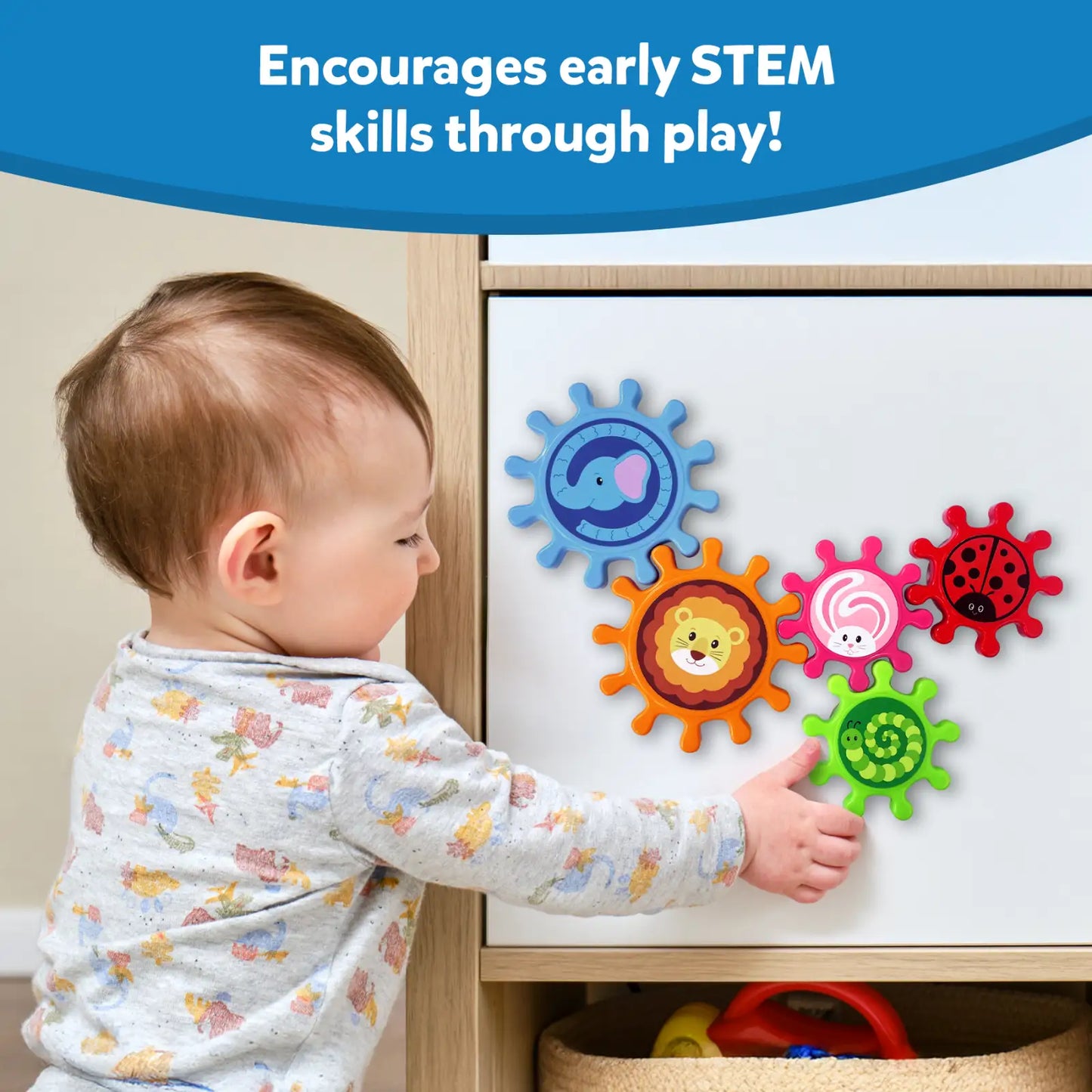 Spinny Gears: Animal Fun | 5 Interlocking Gears (Ages 6-36 months)
