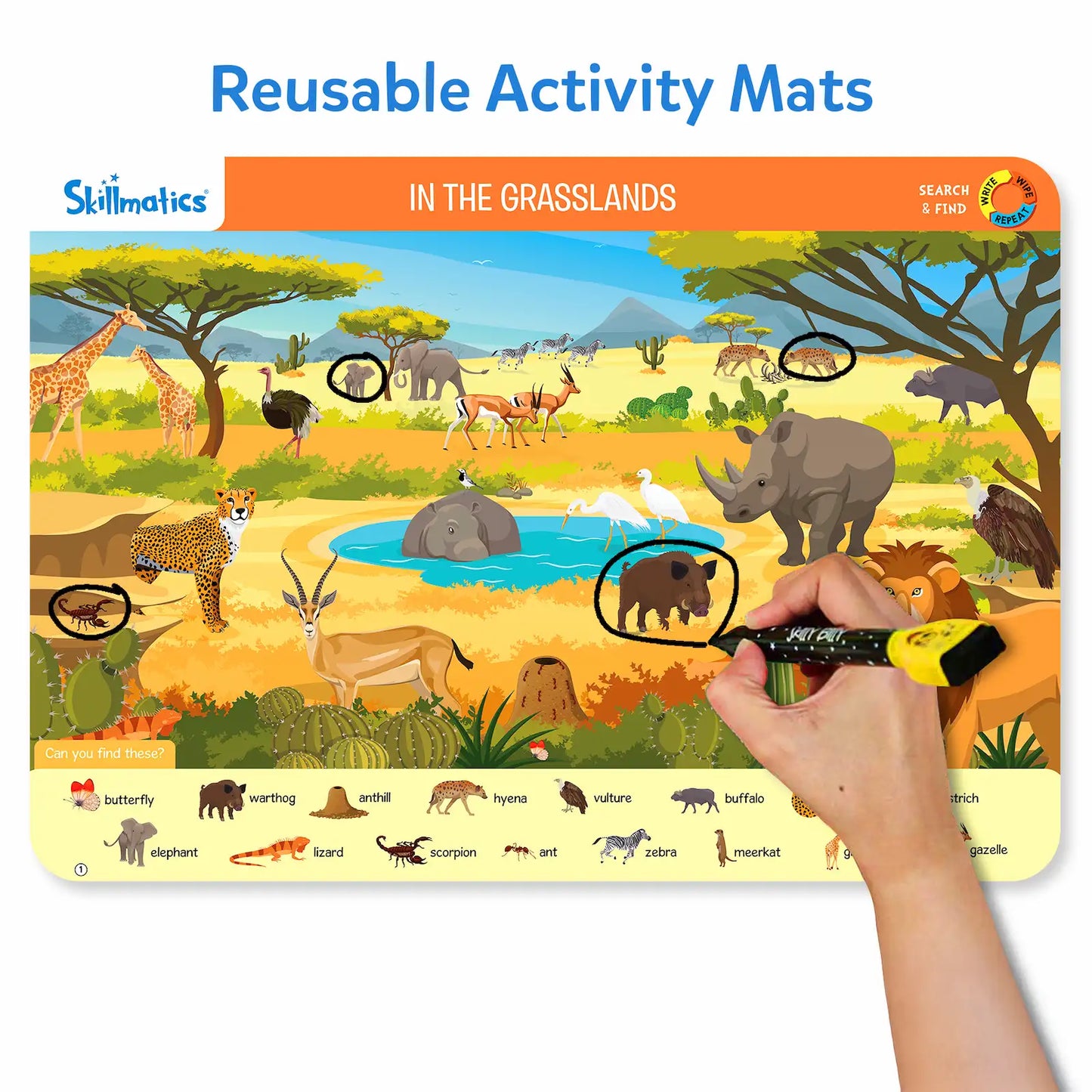 Search & Find Animals | Reusable Activity Mats (ages 3-6)