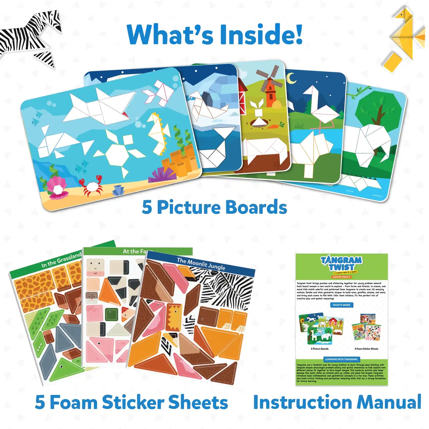 Tangram Twist - Amazing Animals | No Mess Sticker Art (ages 4-7)