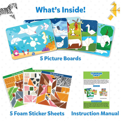 Tangram Twist - Amazing Animals | No Mess Sticker Art (ages 4-7)