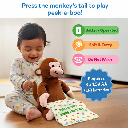 Peek-A-Boo Monkey Toy: Interactive Plush with Sound & Motion (Ages 12 months+)