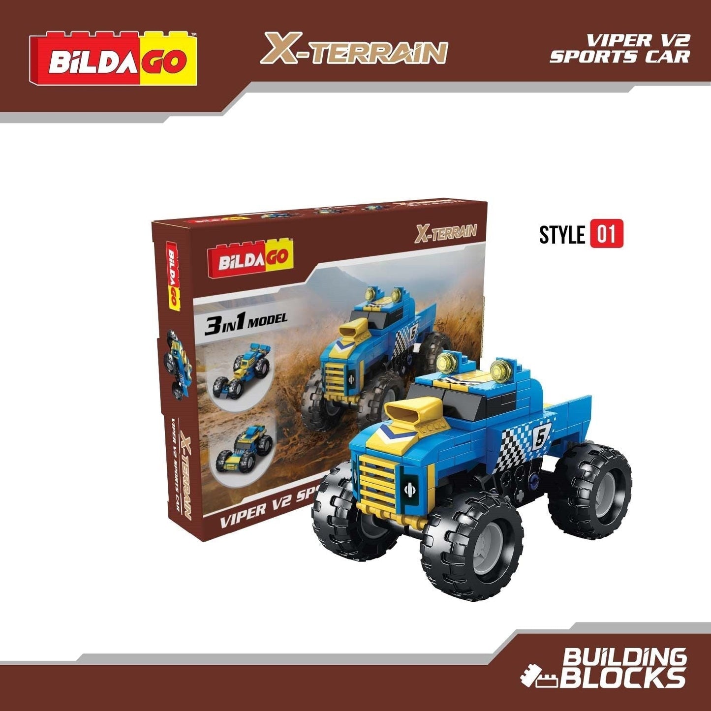 BILDAGO X-Terrain - VIPER V2 SPORTS CAR (SP13423) - 3-in-1 Model (126 PCS)