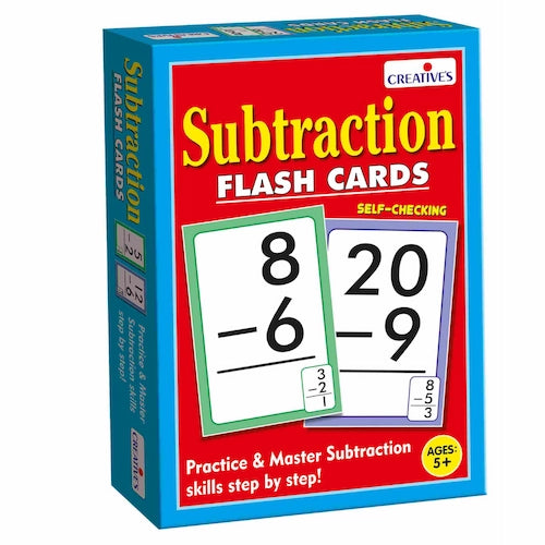 Subtraction Flash Cards Self-Checking Math Cards 5+