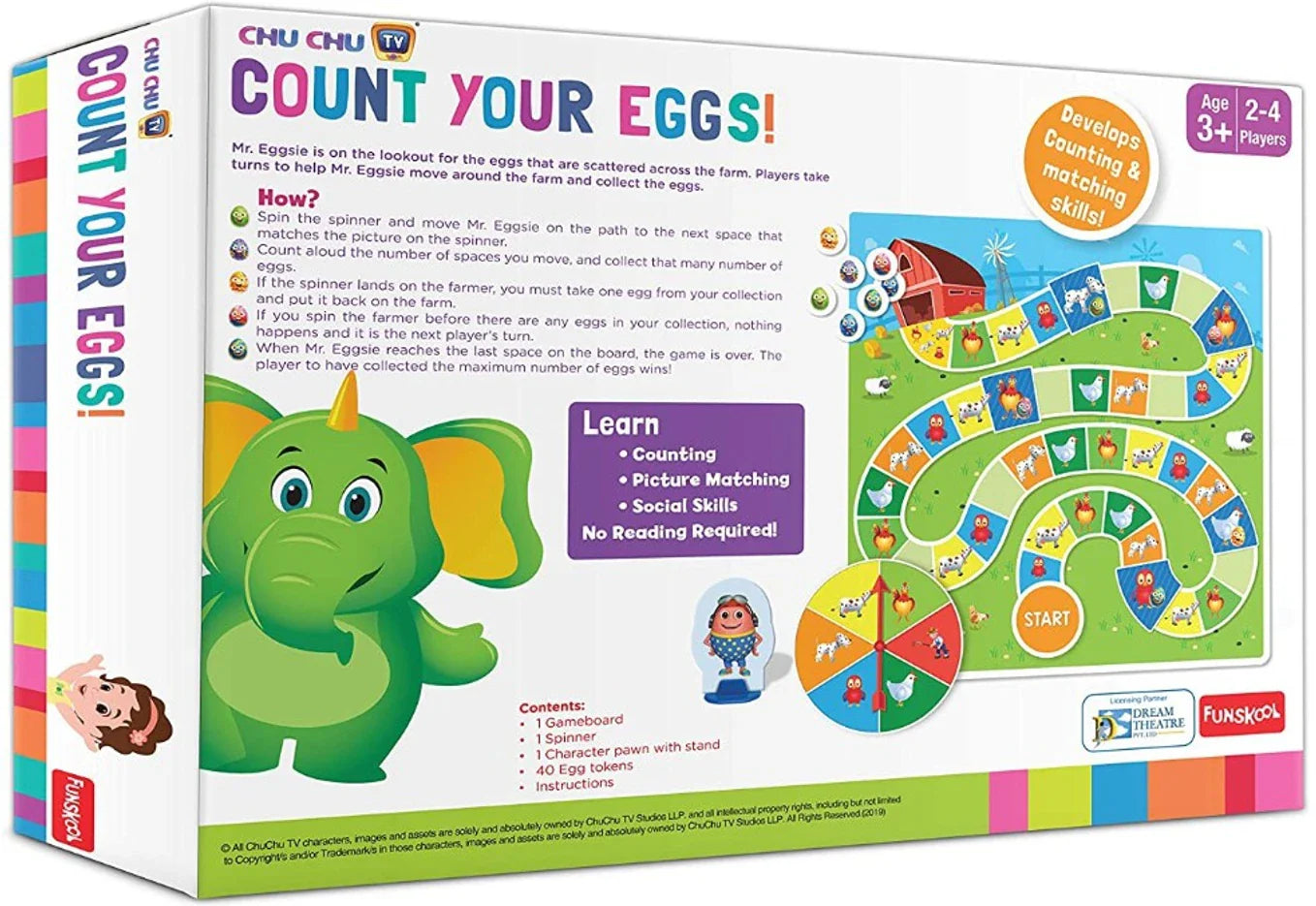ChuChu TV Count Your Eggs Board Game | 45-Piece Educational Counting & Learning Game for Kids | 2–4 Players | Age 3+ Years