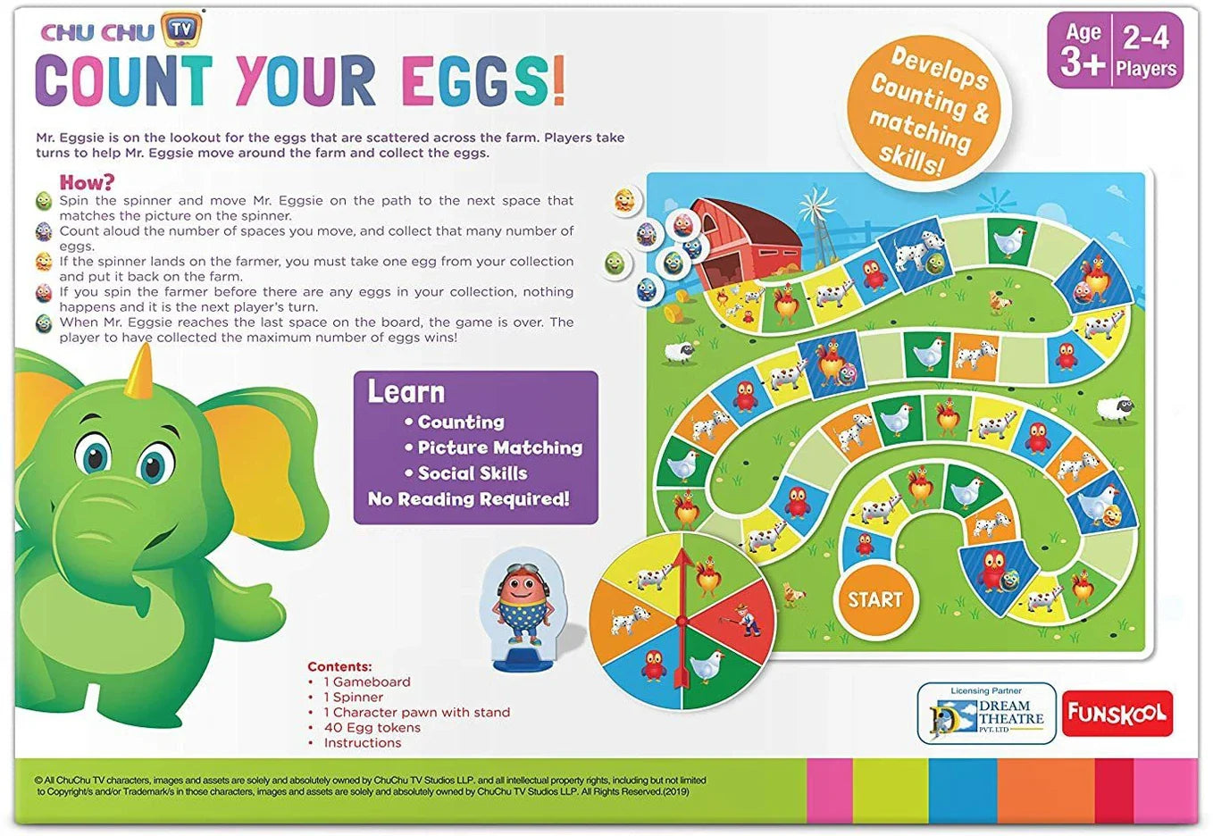 ChuChu TV Count Your Eggs Board Game | 45-Piece Educational Counting & Learning Game for Kids | 2–4 Players | Age 3+ Years