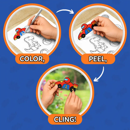 Color Clingz: Cars, Sports, Dinos & More! | Mess-Free Reusable Static Stickers | Gifts for Ages 3-7
