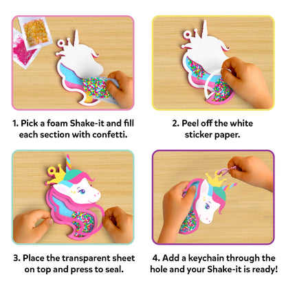 Shake-its: Unicorns & Princesses | DIY Craft Kit with Keychains (ages 4-9)