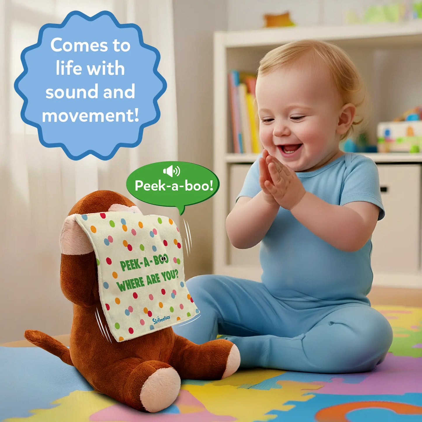 Peek-A-Boo Monkey Toy: Interactive Plush with Sound & Motion (Ages 12 months+)