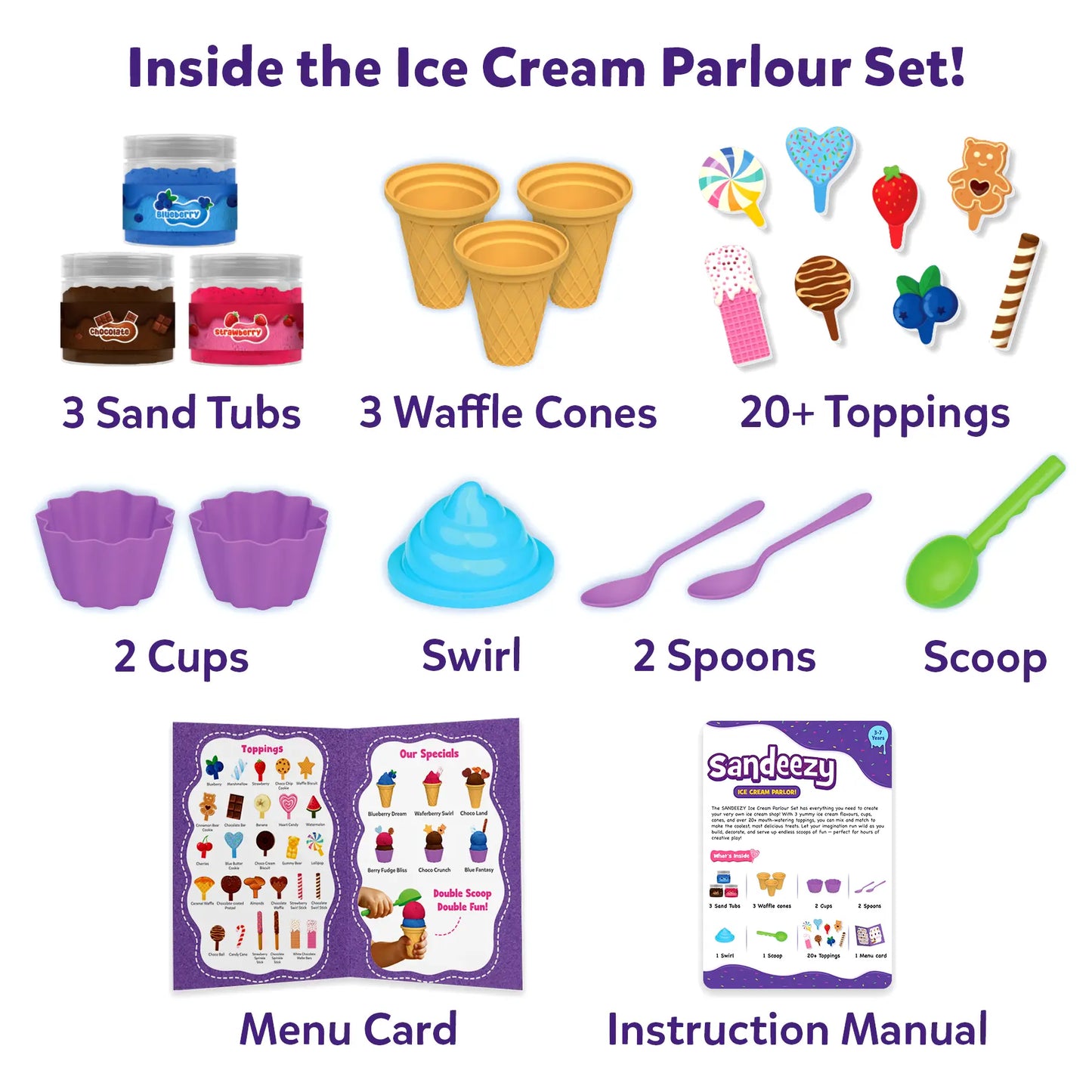 Sandeezy: Ice Cream Parlour | Sensory Toy & Pretend Play Set | Gifts for Ages 3-7