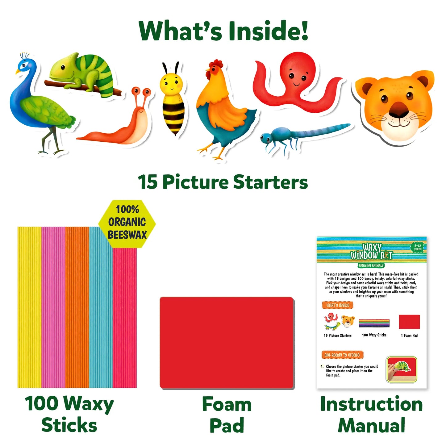 Waxy Window Art: Amazing Animals | Mess-Free Art for Kids (ages 5-12)
