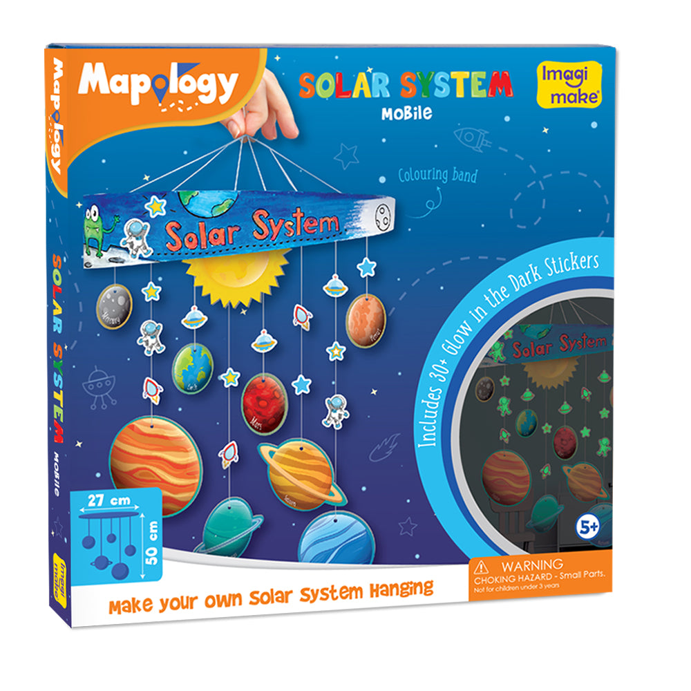 Mapology Combo: India & World Map Puzzle and Solar System Mobile - DIY Hanging Craft Kit