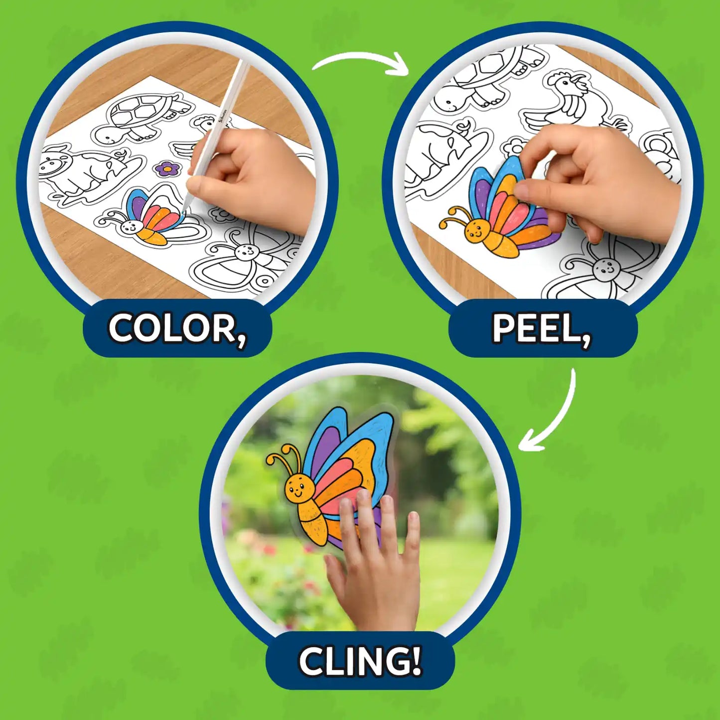 Color Clingz: Amazing Animals | Mess-Free Reusable Static Stickers | Gifts for Ages 3-7