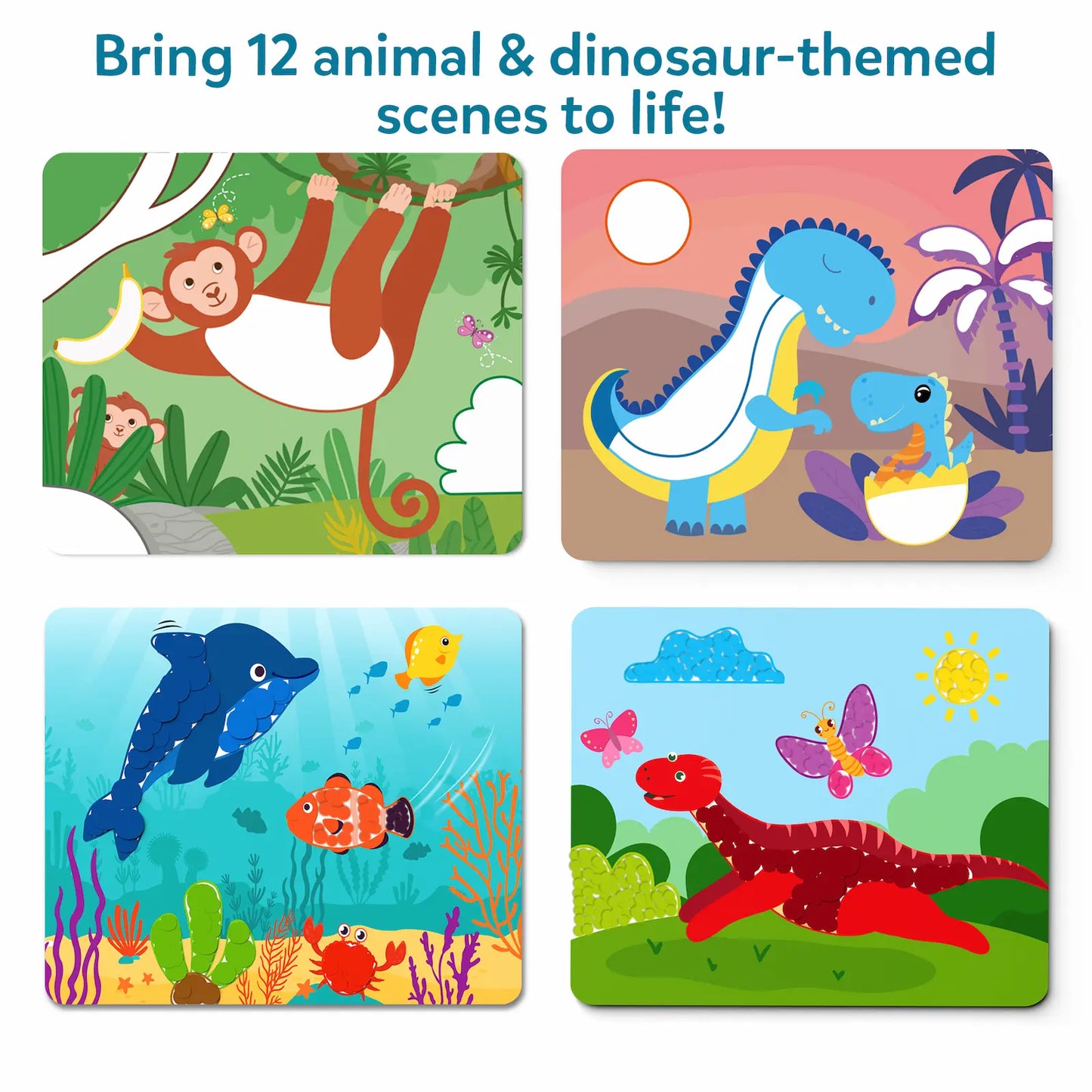 Dot it! - Animals & Dinosaurs Combo | No mess sticker art (ages 3-7)