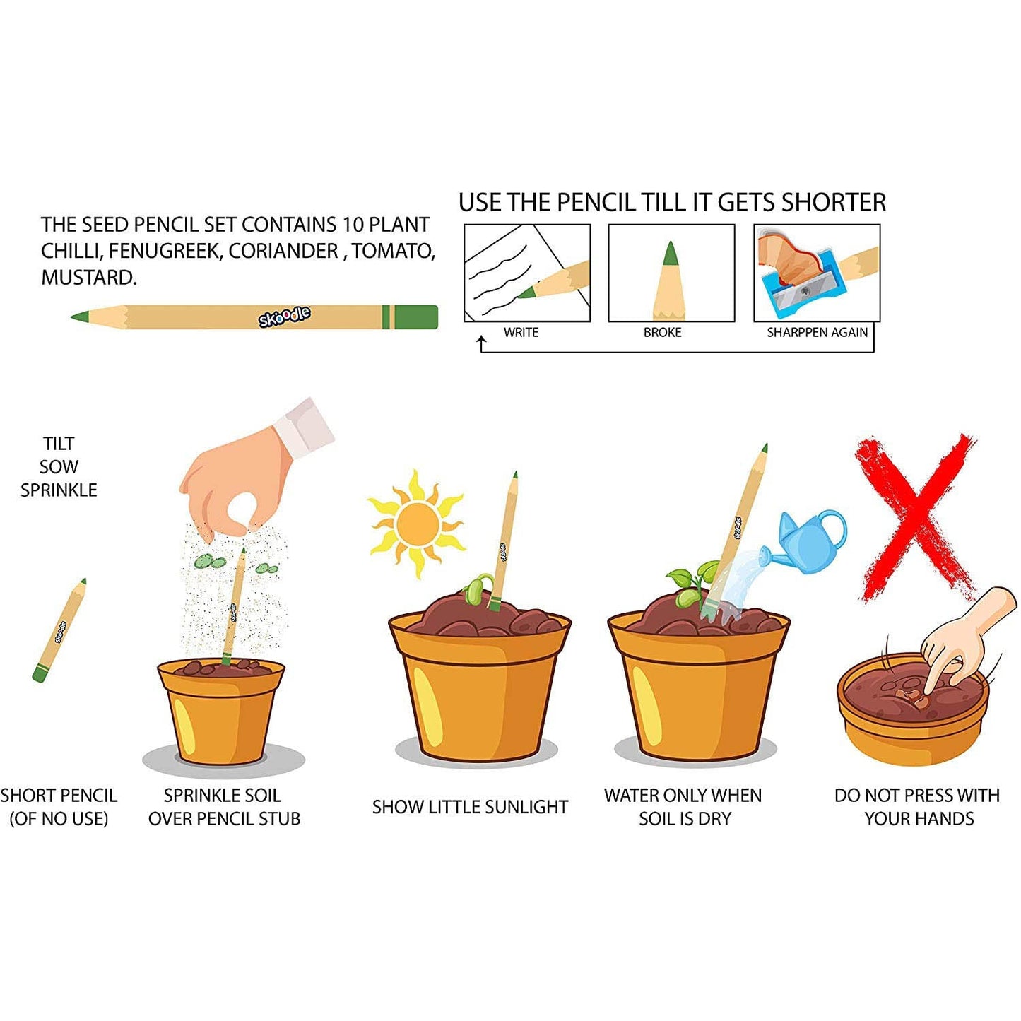 Skoodle Plantable Paper Pencil - 10 Pencils