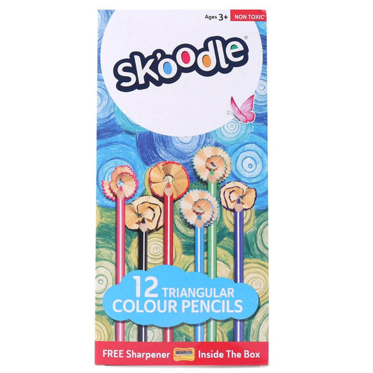 12 Triangular Colour Pencils With Free Sharpener