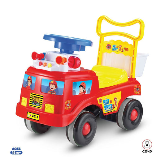 Skoodle Powerplay Hot Shot Fire Rescue Squad Ride-On - Red