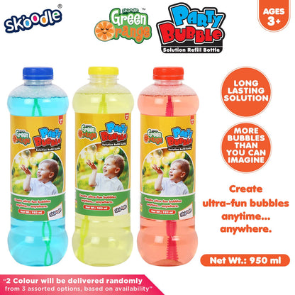 Skoodle Green Orange Party 950ml Bubble Solution (Pack Of 2)