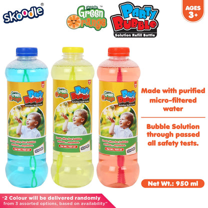 Skoodle Green Orange Party 950ml Bubble Solution (Pack Of 2)