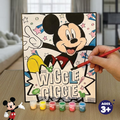 Disney Mickey & Minnie Paint Your Own Poster Kit, 4 Posters, 12 Water-Based Paints, 2 Brushes, Ages 3+