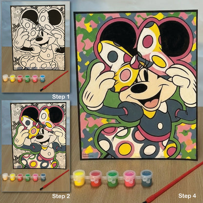 Disney Mickey & Minnie Paint Your Own Poster Kit, 4 Posters, 12 Water-Based Paints, 2 Brushes, Ages 3+