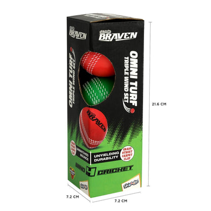 Skoodle Braven Triple Wind4Cricket Ball Set (3 Colors X 1 Each)